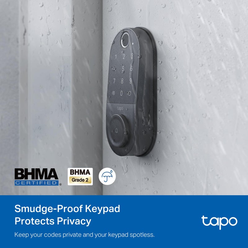 tapo TP-Link Tapo Smart Door Lock  Deadbolt | Keyless Entry  Fingerprint Recognition  Touchscreen Keypad & in-App Monitoring with Scheduled Access | 1-Year Rechargeable Battery | BHMA Grade 2 | Tapo DL110 - Image 3